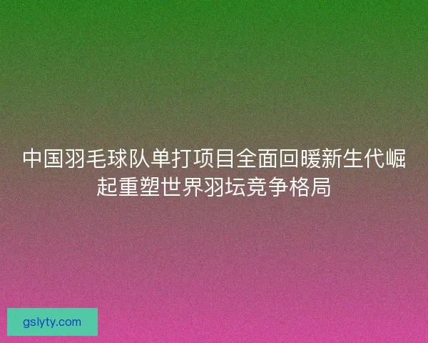 中国羽毛球队单打项目全面回暖新生代崛起重塑世界羽坛竞争格局